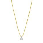 14K Yellow Gold Mini Diamond A Initial Pendant Necklace