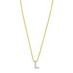 14K Yellow Gold Mini Diamond L Letter Necklace for Women