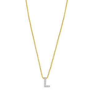 14K Yellow Gold Mini Diamond L Letter Necklace for Women