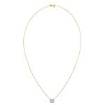 14K Yellow Gold Emerald Cut Blue Topaz Necklace for Women 14K Yellow Gold Emerald Cut Blue Topaz Necklace for Women