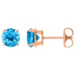 December Birthstone Stud Earrings (Blue Topaz) 14K Rose Gold December Birthstone Stud Earrings (Blue Topaz) 14K Rose Gold