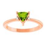 Diamond Accented Trillion Cut Green Peridot Ring 14K Rose Gold Diamond Accented Trillion Cut Green Peridot Ring 14K Rose Gold