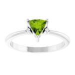 Diamond Accented Trillion Cut Green Peridot Ring 14K White Gold Diamond Accented Trillion Cut Green Peridot Ring 14K White Gold