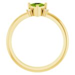 Diamond Accented Trillion Cut Peridot Ring 14K Gold Front Diamond Accented Trillion Cut Peridot Ring 14K Gold Front