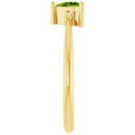 Diamond Accented Trillion Cut Peridot Ring 14K Gold Side Diamond Accented Trillion Cut Peridot Ring 14K Gold Side