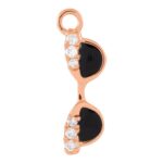 Diamond Black Enamel Sunglasses Charm 14K Rose Gold
