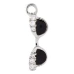 Diamond Black Enamel Sunglasses Charm 14K White Gold