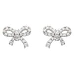 Diamond Bow Stud Earrings 14K Gold