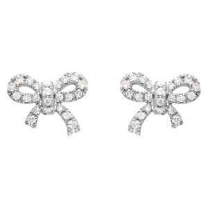 Diamond Bow Stud Earrings 14K Gold