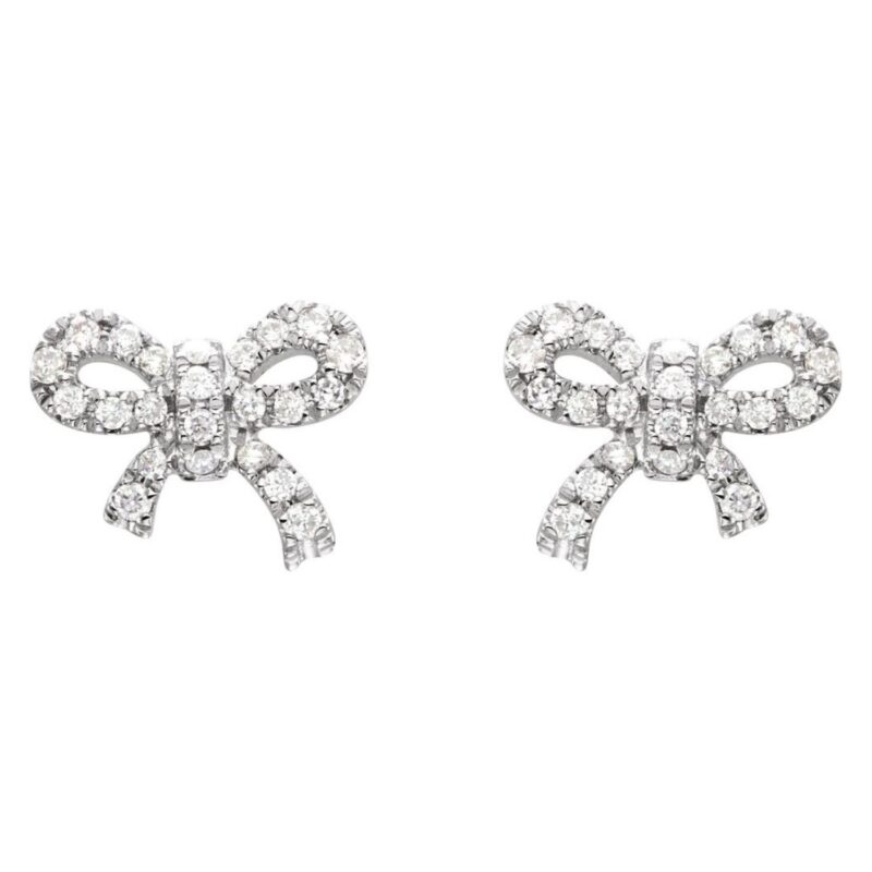 Diamond Bow Stud Earrings 14K Gold