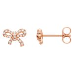 Diamond Bow Stud Earrings 14K Rose Gold