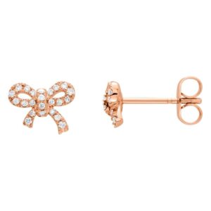 Diamond Bow Stud Earrings 14K Rose Gold