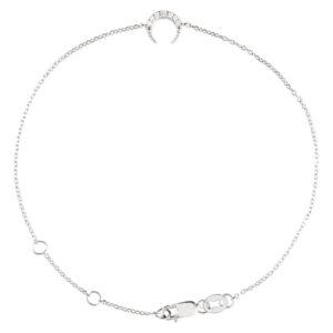 Diamond Crescent Moon Bracelet 14K White Gold