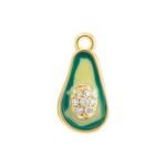 Diamond Green Enamel Avocado Charm 14K Yellow Gold