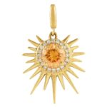 Diamond Halo Citrine Sun Charm Pendant 14K Yellow Gold Diamond Halo Citrine Sun Charm Pendant 14K Yellow Gold