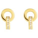 Diamond Line Circle Drop Earrings 14K Gold Diamond Line Circle Drop Earrings 14K Gold