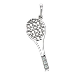 Diamond Tennis Racket Pendant 14K White Gold