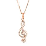 Diamond Treble Clef Pendant Necklace 14K Rose Gold Diamond Treble Clef Pendant Necklace 14K Rose Gold