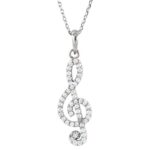 Diamond Treble Clef Pendant Necklace 14K White Gold Diamond Treble Clef Pendant Necklace 14K White Gold