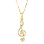 Diamond Treble Clef Pendant Necklace 14K Yellow Gold Diamond Treble Clef Pendant Necklace 14K Yellow Gold