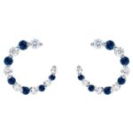 Diamond and Blue Sapphire Front to Back Hoop Earrings 14K Gold Diamond and Blue Sapphire Front to Back Hoop Earrings 14K Gold