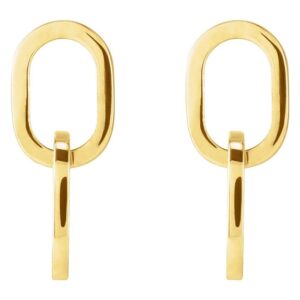 Double Oval Chain Link Drop Earrings 14K Gold