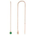 Emerald Chain Earrings 14K Rose Gold