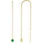 Emerald Chain Earrings 14K Yellow Gold