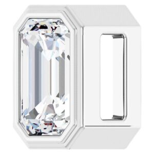 Emerald Cut Diamond Solitaire Slide Pendant 14K White Gold