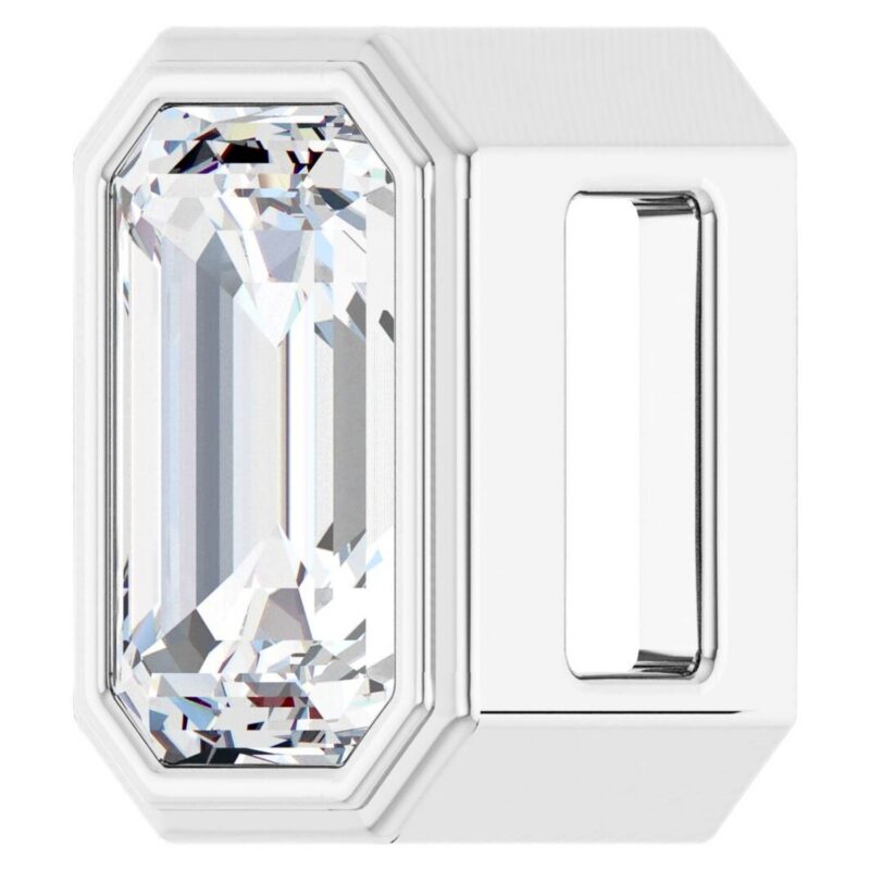 Emerald Cut Diamond Solitaire Slide Pendant 14K White Gold