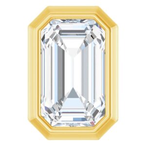 Emerald Cut Diamond Solitaire Slide Pendant 14K Yellow Gold