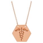 Engravable Medical Identification Caduceus Necklace 14K Rose Gold Engravable Medical Identification Caduceus Necklace 14K Rose Gold