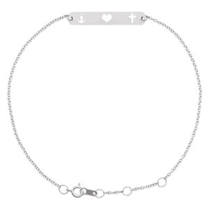 Faith Love Hope Bar Bracelet 14K White Gold