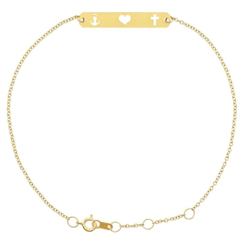 Faith Love Hope Bar Bracelet 14K Yellow Gold