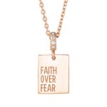 Faith Over Fear Necklace 14K Rose Gold and Diamond