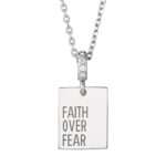 Faith Over Fear Necklace 14K White Gold and Diamond