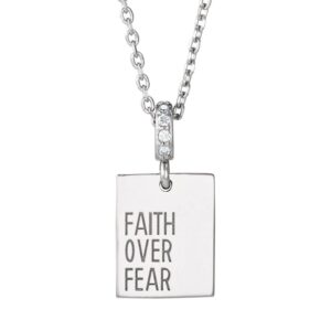 Faith Over Fear Necklace 14K White Gold and Diamond