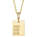 Faith Over Fear Necklace 14K Yellow Gold and Diamond