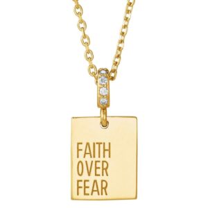 Faith Over Fear Necklace 14K Yellow Gold and Diamond