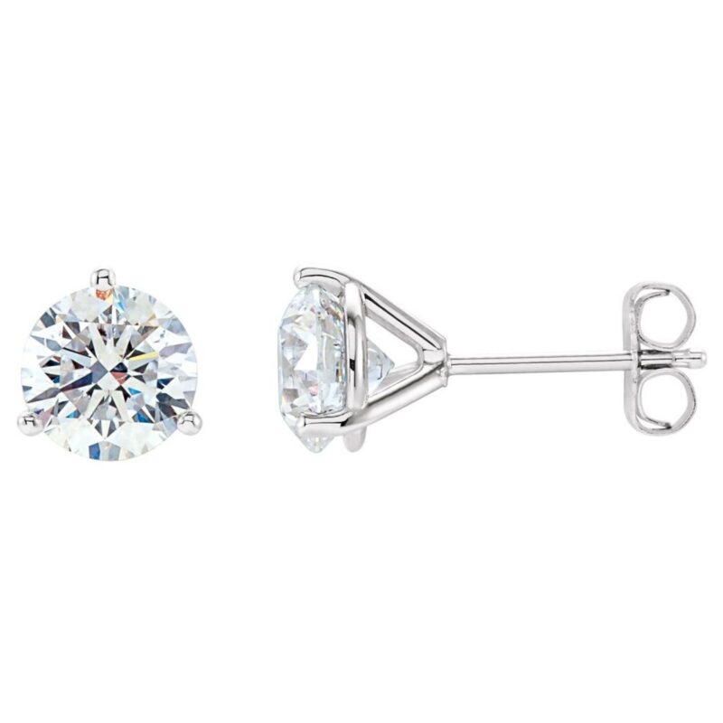 Genuine 14 CT TW Diamond Stud Earrings 14K White Gold 3.2 mm