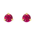 Genuine 3 mm Ruby Stud Earrings 14K Gold
