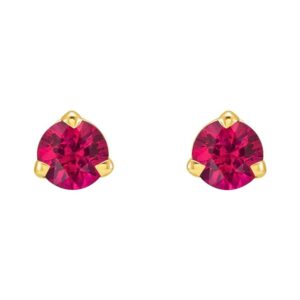 Genuine 3 mm Ruby Stud Earrings 14K Gold