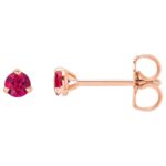 Genuine 3 mm Ruby Stud Earrings 14K Rose Gold
