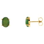 Genuine Green Nephrite Jade Stud Earrings 14K Yellow Gold Genuine Green Nephrite Jade Stud Earrings 14K Yellow Gold