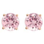 Genuine Pink Morganite Stud Earrings 14K Gold 5 mm