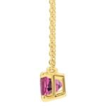 Genuine Pink Tourmaline Birthstone Necklace 14K Gold