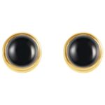 Genuine Round Black Onyx Bezel Stud Earrings 3mm 14K Gold Genuine Round Black Onyx Bezel Stud Earrings 3mm 14K Gold