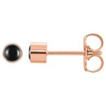 Genuine Round Black Onyx Bezel Stud Earrings 3mm 14K Rose Gold Genuine Round Black Onyx Bezel Stud Earrings 3mm 14K Rose Gold