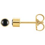 Genuine Round Black Onyx Bezel Stud Earrings 3mm 14K Yellow Gold Genuine Round Black Onyx Bezel Stud Earrings 3mm 14K Yellow Gold