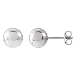8 mm Gold Ball Stud Earrings 14K White Gold